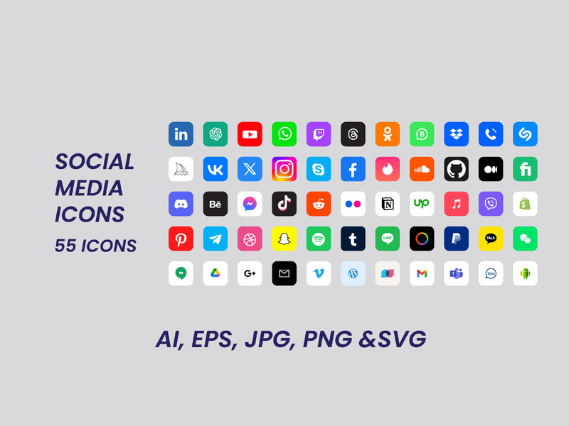 Popular social media logo icons