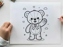Cute teddy bear with hearts love vector illustration
