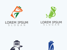 Eco Battery and leaf logo template design illustration vector