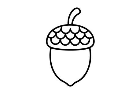 Cute acorn illustration for nature or autumn themes. Simple line drawing of an acorn with a textured cap and smooth nut, ideal for seasonal or educ...
