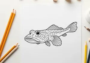 Spotted fish swimming underwater vector illustration flat design