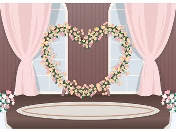 Wedding hall photozone flat color vector illustration preview picture