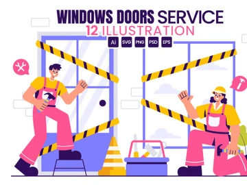 12 Windows and Doors Service Illustration preview picture