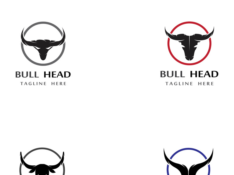 Retro vintage bull head horns logo.