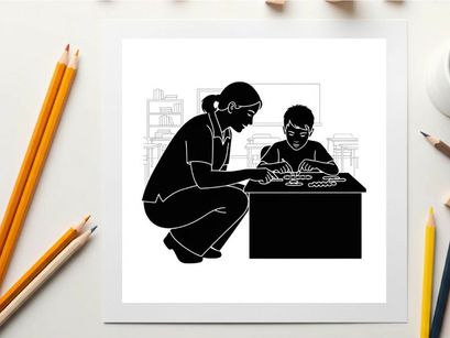 Silhouette of woman and child playing chess game together