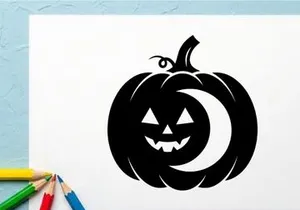 Schwarz-Weiß Halloween-Kürbis mit Kürbisgesicht