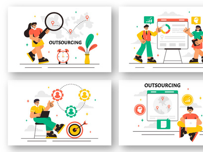 11 Global Outsourcing Business Illustration