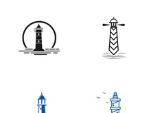 Lighthouse icon logo and vector illustration beacon tower design vintage symbol