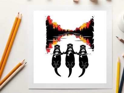 Three rats silhouette in front of a vibrant sunset silhouette