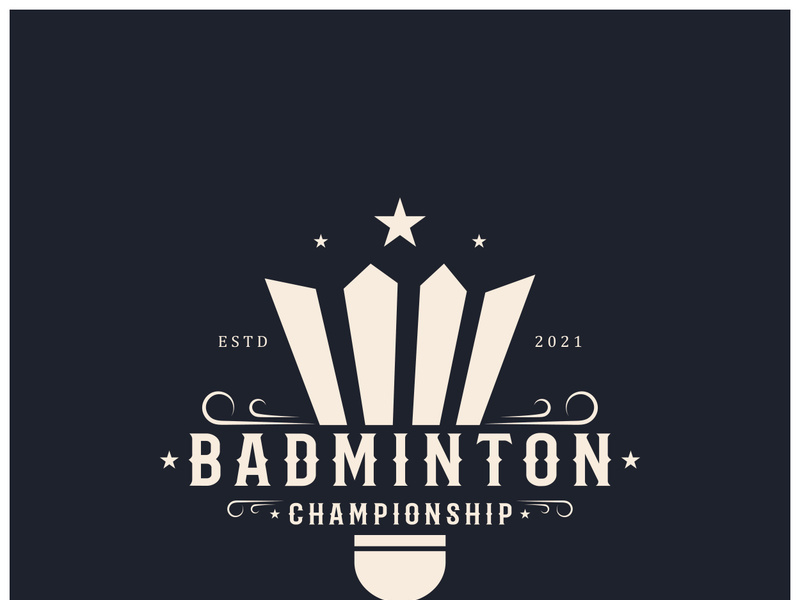 Modern Badminton logo design with Dynamic Shuttlecock and Racket, for championship, sport, sports shop, badminton school, business, company, tournament