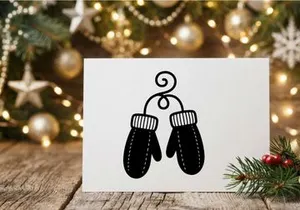 Black winter mittens with string for kids or adults, cozy winter accessories