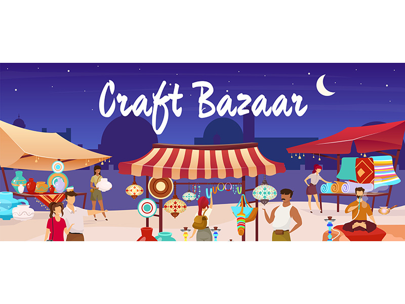 Craft bazaar flat color vector illustration