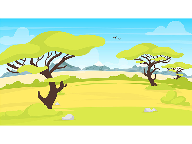 Safari landscape flat vector illustration