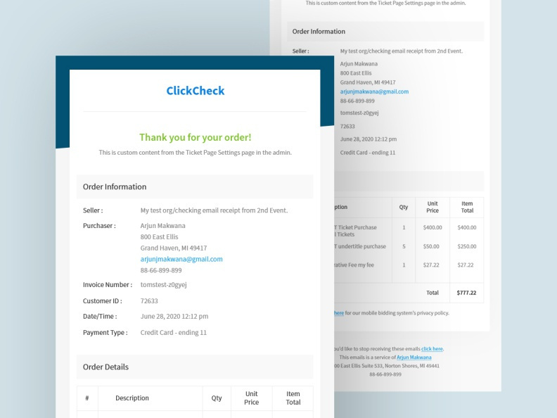 Email Template Invoice Information