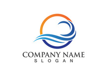 Blue water wave logo design template