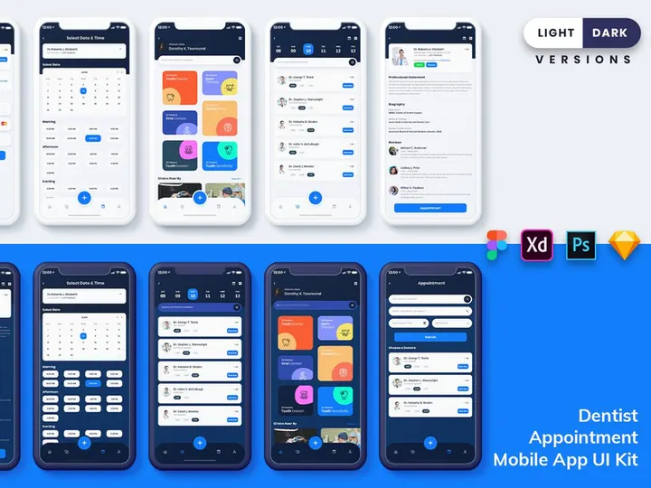 Dentist Appointment Mobile App UI (Light & Dark) preview picture