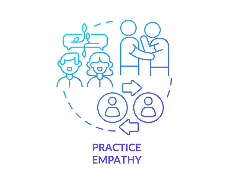 Practice empathy blue gradient concept icon