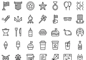 Set of 4th july Colored Line Icons