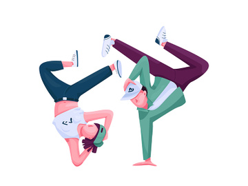 Urban dancers flat color vector faceless character preview picture