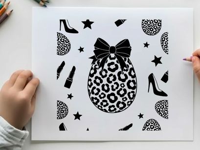 Silhouette of leopard print cosmetic bag with beauty items