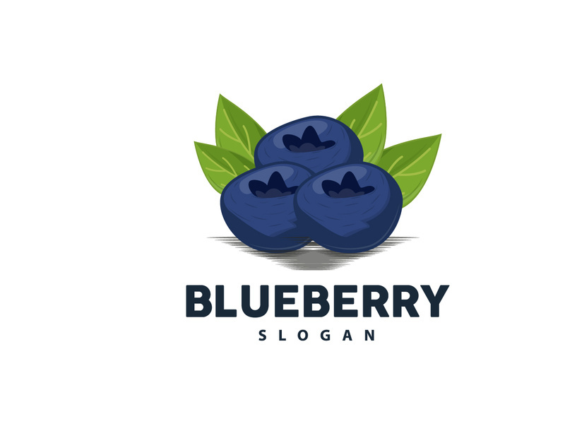 Blueberry Logo, Garden Farm Fresh Fruit Vector, Elegant Simple Design