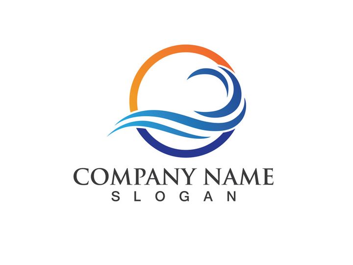 Blue water wave logo design template