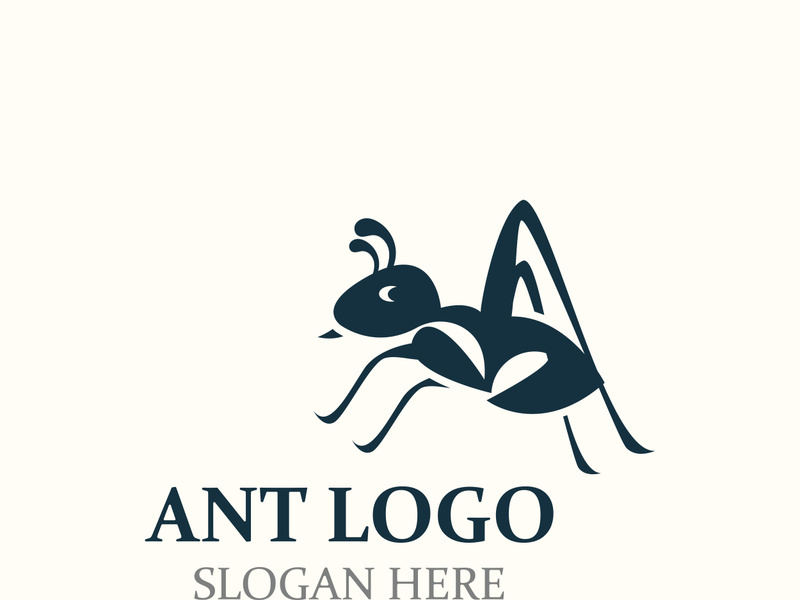 Ant logo design silhouette. Isolated animal ants on background design template vector