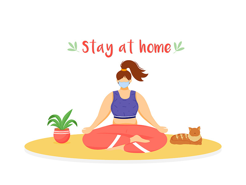 Stay at home flat color vector faceless character