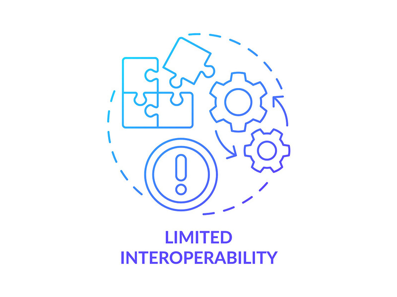 Limited interoperability blue gradient concept icon