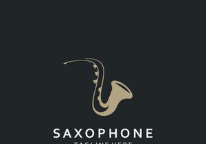 Saxophone music logo design simple modern and minimalist illustration