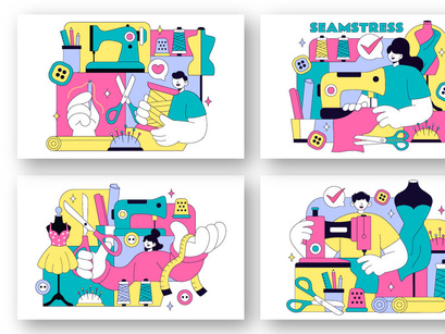 10 Seamstress Vector Illustration