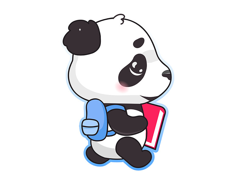 Cute panda back to school kawaii cartoon vector character