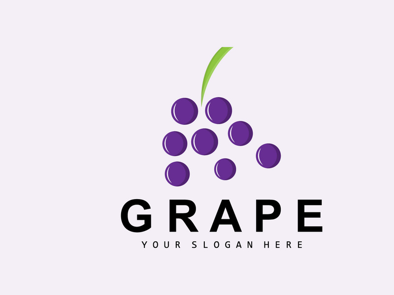 Grape Fruit Logo, Circle Style Fruit Design, Grape Farm Vector, Wine Drink, Nature Icon, Illustration Template