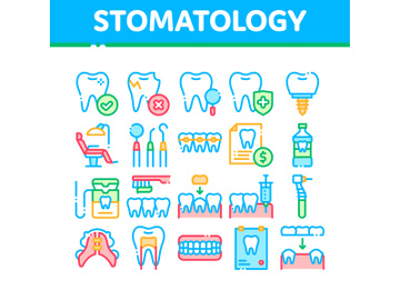 Stomatology Collection Vector Thin Line Icons Set preview picture