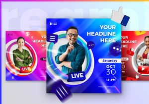 Live Streaming Banner Social Media Post template