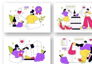 10 Wine Tasting Vector Illustration