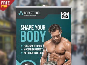 Gym Roll Up Banner Free PSD preview picture