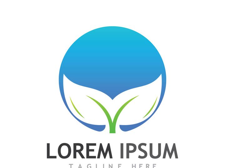 Natural green leaf logo design.