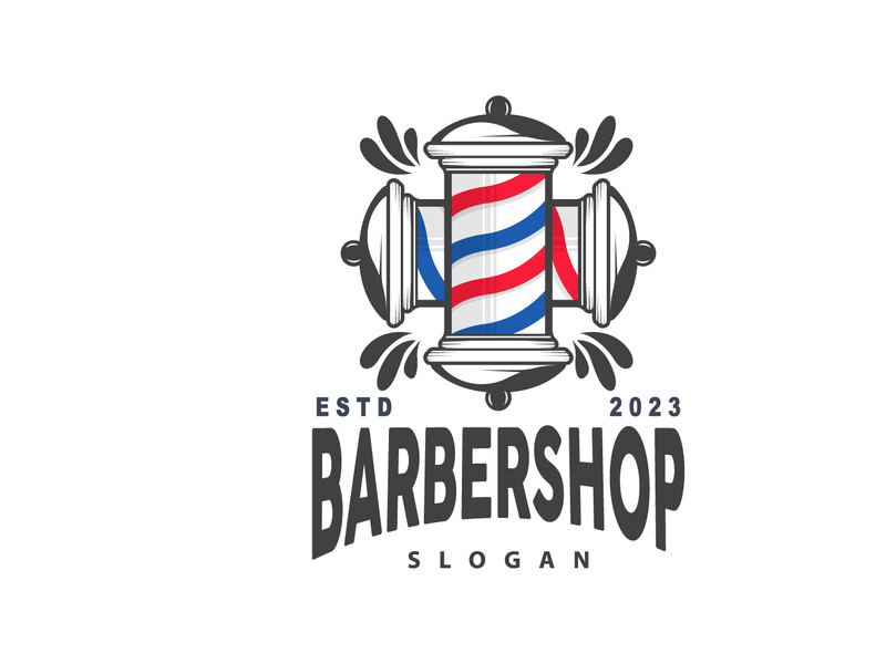 Barbershop Logo, Scissors Vector, Retro Vintage Minimalist