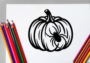 Black and White Pumpkin with Spider for Halloween Decorations