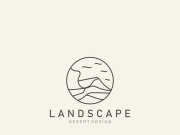 Landscape Desert line art outline minimalist logo vector illustration design