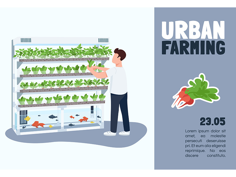 Urban farming banner flat vector template