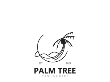 Palm tree simple and modern premium logo design. abstract icon palm beach illustration preview picture