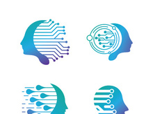 Digital abstract icon human head tech logo vector design inspiration