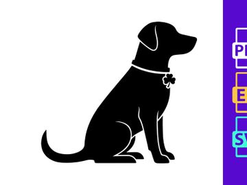 Dog with Clover Collar Silhouette preview picture