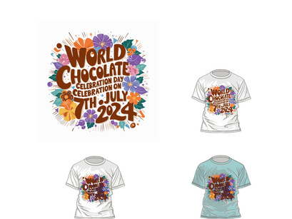 t shirt design world chocolate day with a floral design Bundle