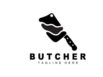 Butcher logo design, Knife Cutting Tool Vector Template, Product Brand Illustration preview picture