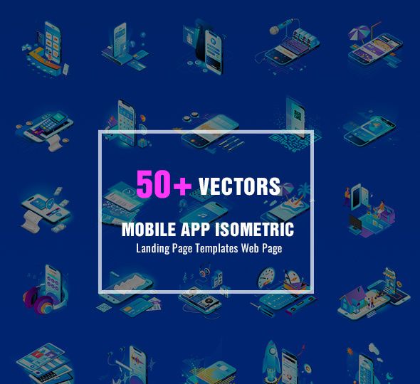 50 Vectors Mobile App Isometric