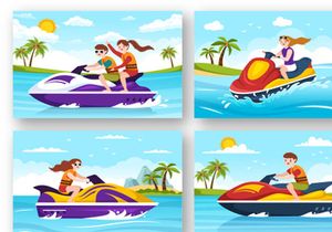12 Playing Banana Boat and Jet Ski Illustration