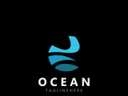 Minimalist ocean logo design with a round shape, ocean beach, sea water, simple, unique and modern